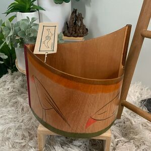 Vintage Kakadu Art Handpainted‎ Lightweight Bird Design Wooden Wall Pocket